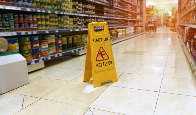 sign warning people about Slip and Fall Accidents