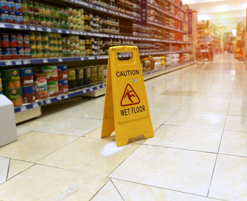 Yellow,Sign,-,Caution.,Wet,Floor,Is,In,The,Supermarket