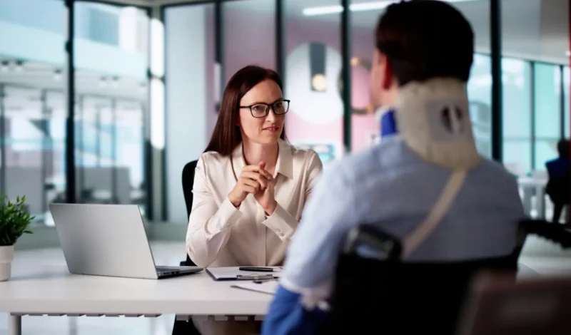 Las Vegas injury lawyer meeting with injured client during a case consultation