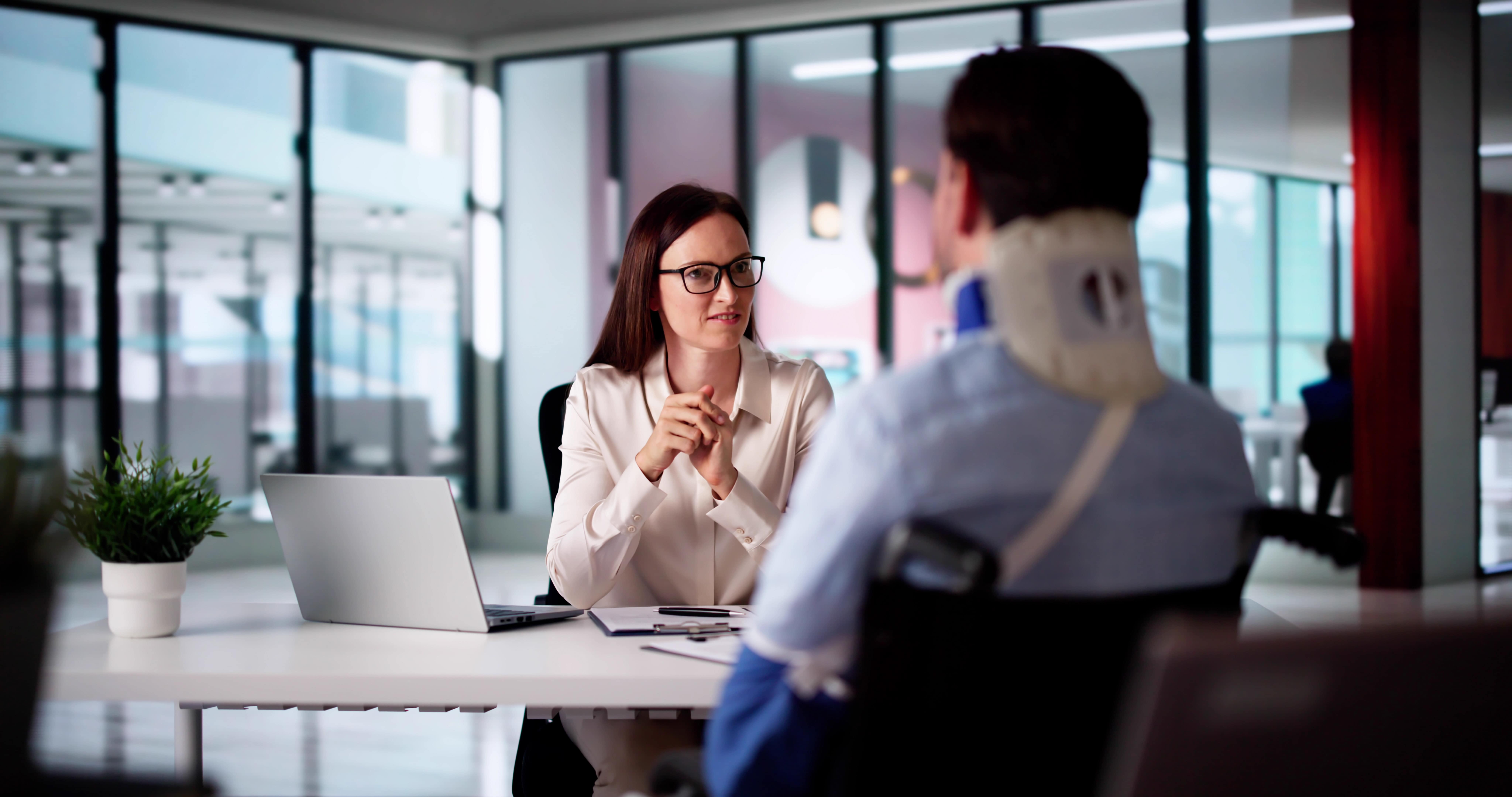 Las Vegas injury lawyer meeting with injured client during a case consultation
